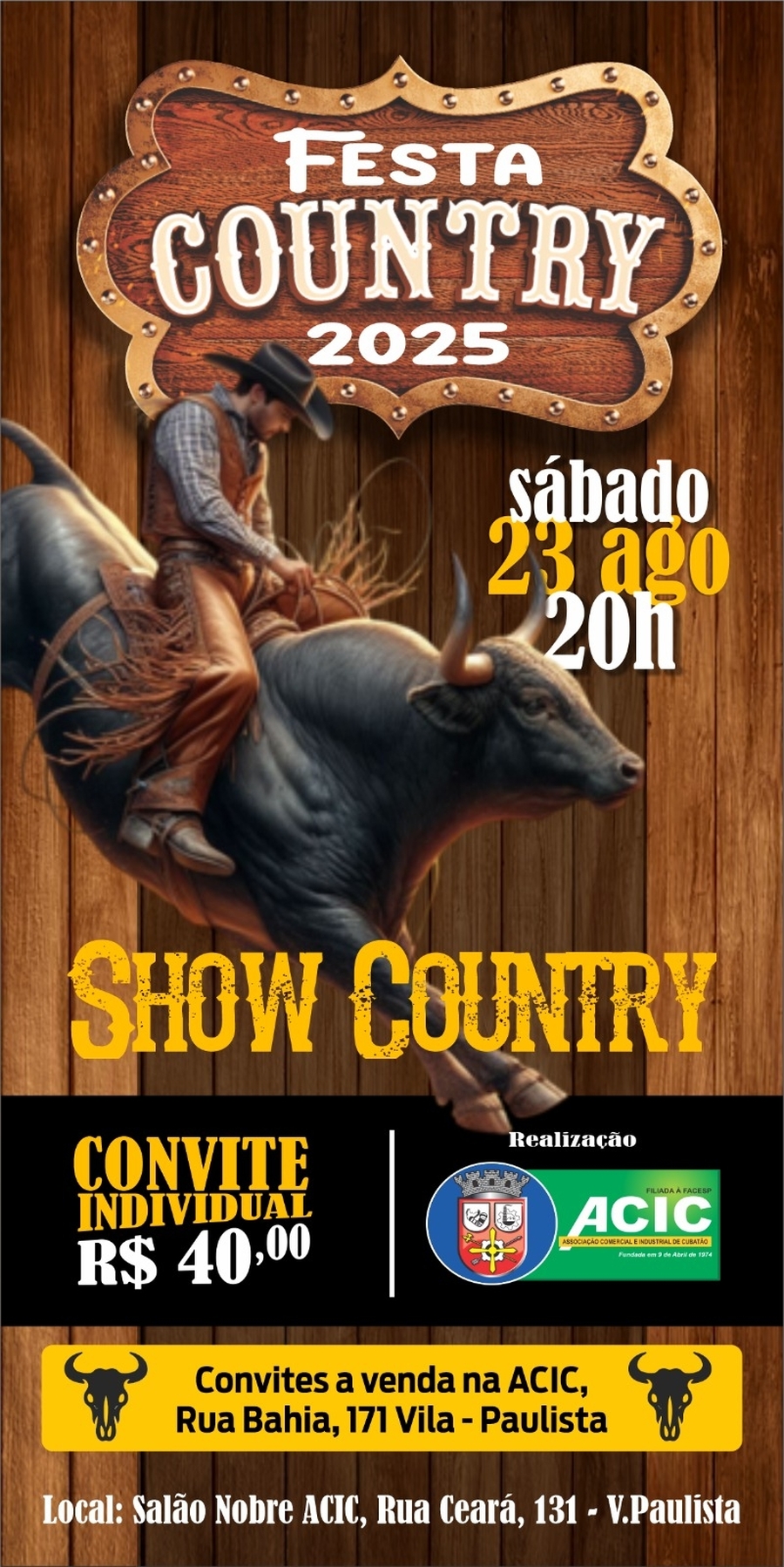 Vem aí a FESTA COUNTRY na ACIC!