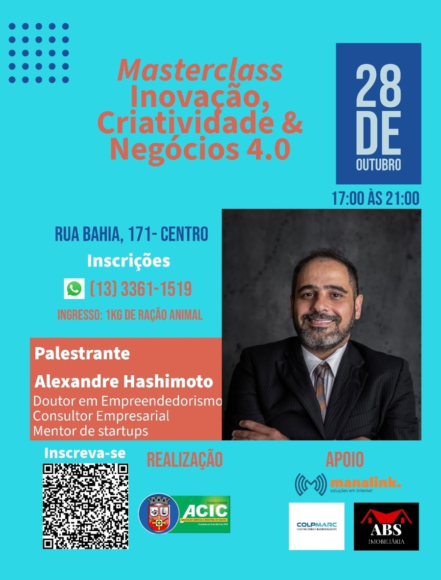 Masterclass, Inovação, Criatividade & Negócios 4.0