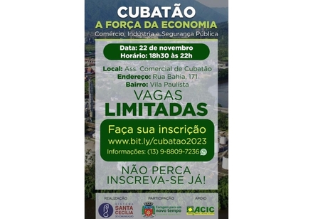 1º Fórum Cubatão, a força da Economia’ acontece nesta terça-feira (22)